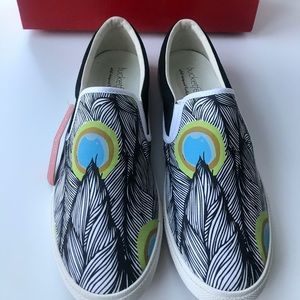 BucketFeet peacock slip-on shoes